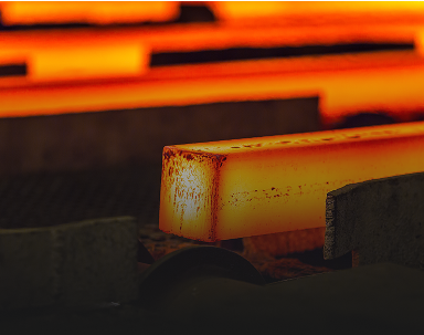 Red hot steel bars.