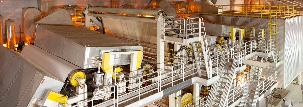The inside of a paper producing facility.